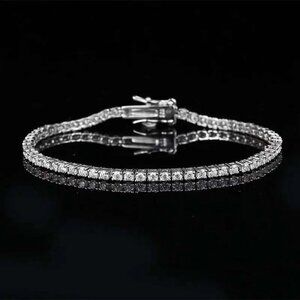 Moissanite Tennis Bracelet 925 Silver Hip Hop Jewelry 3mm 1.5 carats, 8-inch